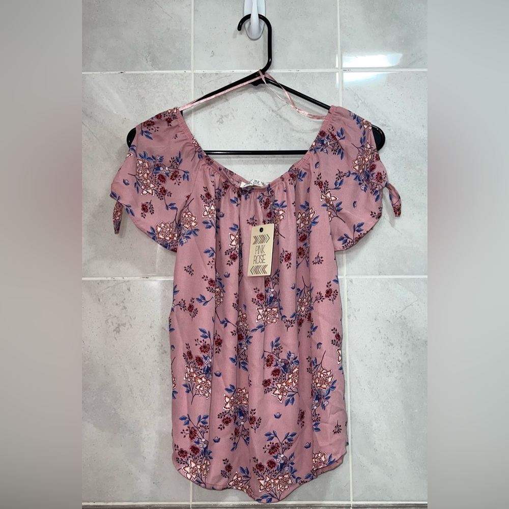 NWT | Pink Floral Smocked Cap Sleeve Blouse | Pink Rose | Girls